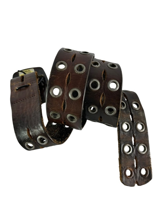 Genuine Vintage EDITEL Brown Leather Large Eyelet Belt Unisex Raintree 1979
